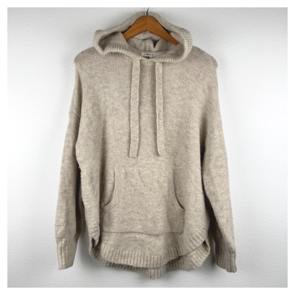 Madewell Tops - Madewell Knit Hoodie Women Medium Beige Excellent Wool Alpaca Blend Casual Chic